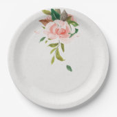 Rose und Blattwerk Pappteller (Vorderseite)