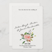 Rose und Blattwerk Save The Date (Vorne/Hinten)