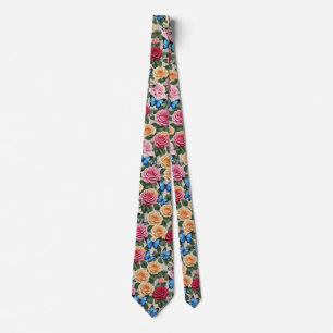 Rose und blaue Schmetterlinge Krawatte