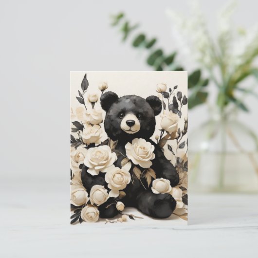 Rose und Blindbären Postkarte (Stehend Vorderseite)