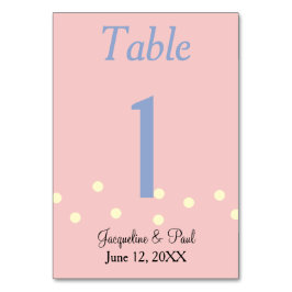 Rose und Blue Polka Dots Hochzeitskarte Nr. Tischnummer