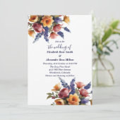 Rose und Blumen Hochzeit Einladung (Stehend Vorderseite)