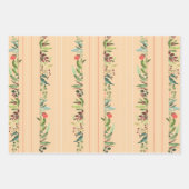 Rose und Border Stripe Assorpping Geschenkpapier Set (Vorderseite)