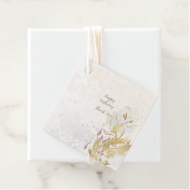 Rose und botanische goldene Blätter bevorzugen Tag Geschenkanhänger