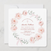 Rose und Bows Wreath Baptisse Einladung (Vorderseite)