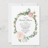 Rose und Brautparty des Blumenkranzes Einladung (Vorderseite)