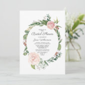 Rose und Brautparty des Blumenkranzes Einladung (Stehend Vorderseite)