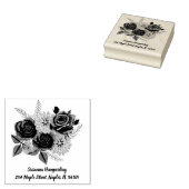 Rose und Briefmarke aus Dahlias Holz mit Adresse Gummistempel (Stempel)