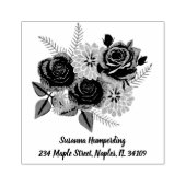 Rose und Briefmarke aus Dahlias Holz mit Adresse Gummistempel (Prägung)
