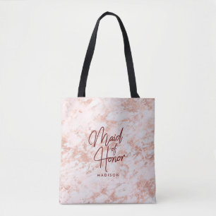 Rose und Burgund Gold-Marmor-Trauzeugin Monogramm Tasche