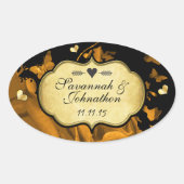 Rose und Butterfliegen Hochzeitsfeiern Siegel Ovaler Aufkleber (Vorderseite)