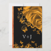 Rose und Butterfliegen mit Gold Heart Einladung (Rückseite)