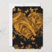 Rose und Butterfliegen mit Gold Heart Einladung (Rückseite)