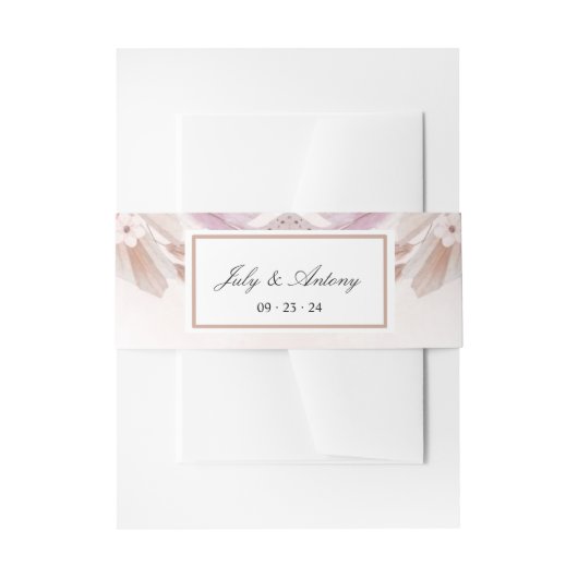 Rose und Champagner Moderne Trendy Hochzeit Einladungsbanderole (Vorderseite Beispiel)