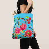 Rose und Cherry Blossom Bright Blue Tasche (Von Nahem)
