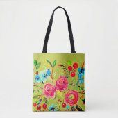 Rose und Cherry Blossom Chartreuse Tasche (Vorderseite)