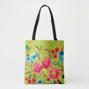 Rose und Cherry Blossom Chartreuse Tasche