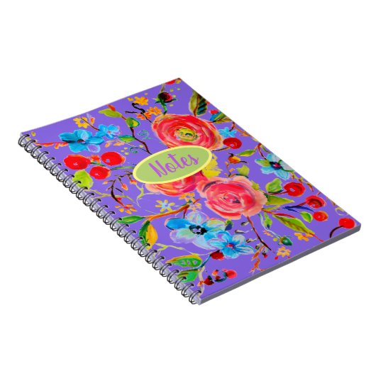 Rose und Cherry Blossom Lila Notizblock (Rechte Seite)