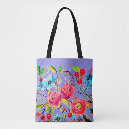 Rose und Cherry Blossom Periwinkle Tasche (Vorderseite)