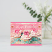 Rose und Cupcakes Postkarte (Stehend Vorderseite)