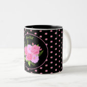 Rose und Dahlias Black Zwei-Tone-Kaffee-Tasse Zweifarbige Tasse (VorderseiteRechts)