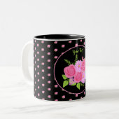 Rose und Dahlias Black Zwei-Tone-Kaffee-Tasse Zweifarbige Tasse (Vorderseite Links)