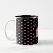 Rose und Dahlias Black Zwei-Tone-Kaffee-Tasse Zweifarbige Tasse (Links)