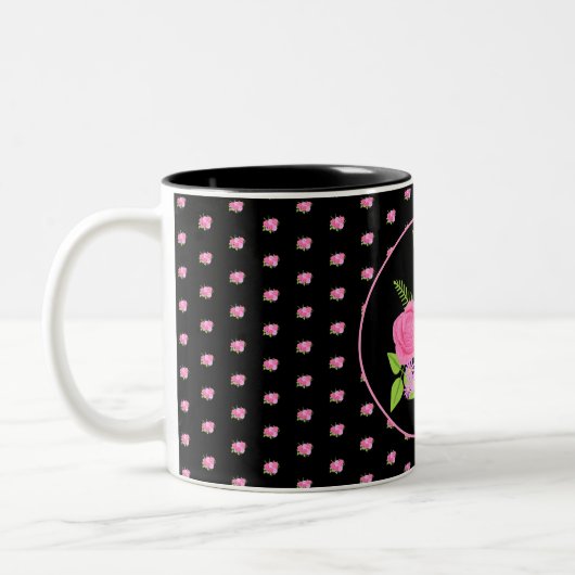 Rose und Dahlias Black Zwei-Tone-Kaffee-Tasse Zweifarbige Tasse (Links)