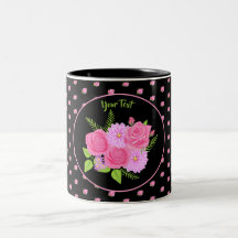 Rose und Dahlias Black Zwei-Tone-Kaffee-Tasse