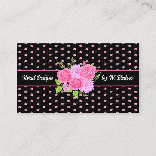 Rose und Dahlias Business Card Telefonnummerkarte (Vorderseite)