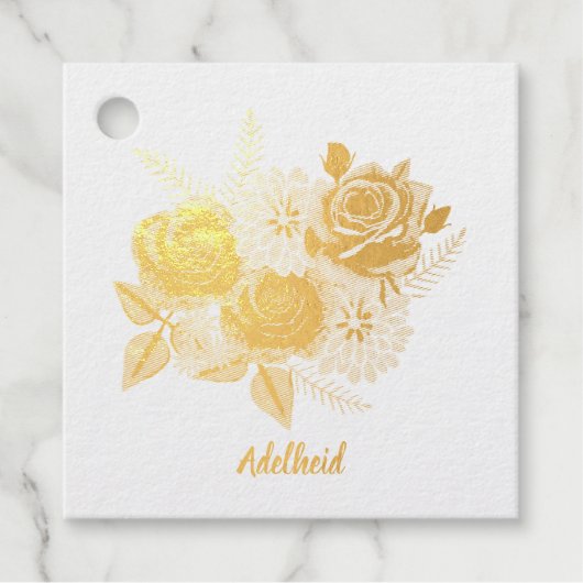 Rose und Dahlias-Foil-Tag Geschenkanhänger (Vorderseite)