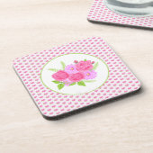 Rose und Dahlias Pink Getränkeuntersetzer (Linke Seite)