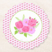 Rose und Dahlias Pink Untersetzer (Vorderseite)