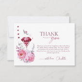 Rose und Diamant Brautparty Dankeskarte (Vorderseite)