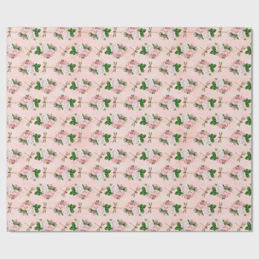 Rose und Dragonfly Serie (Design 2) Geschenkpapier (Flach)