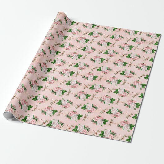 Rose und Dragonfly Serie (Design 2) Geschenkpapier (Ungerollt)
