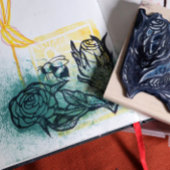 Rose und eine Biene Gummistempel