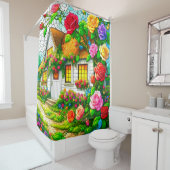 Rose und eine Hütte Duschvorhang (Beispiel)