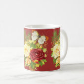 Rose und eine Schmetterlingskaffee-Tasse Kaffeetasse (VorderseiteRechts)