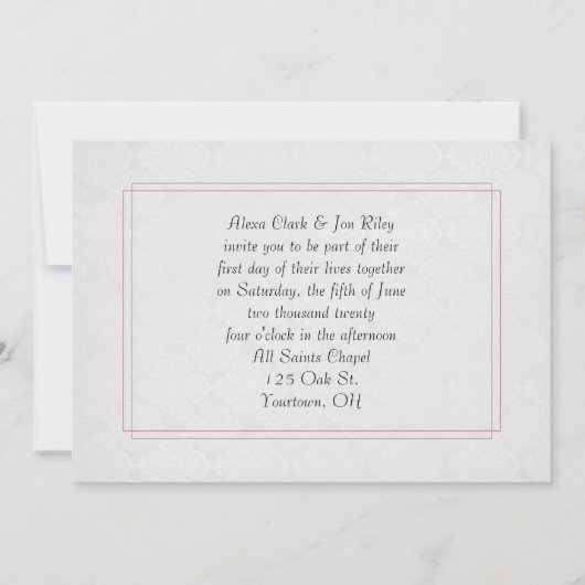 Rose und Eisherz in einem strukturierten Rahmen Einladung (Rückseite)