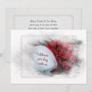 Rose und Eisherz in einem strukturierten Rahmen Einladung