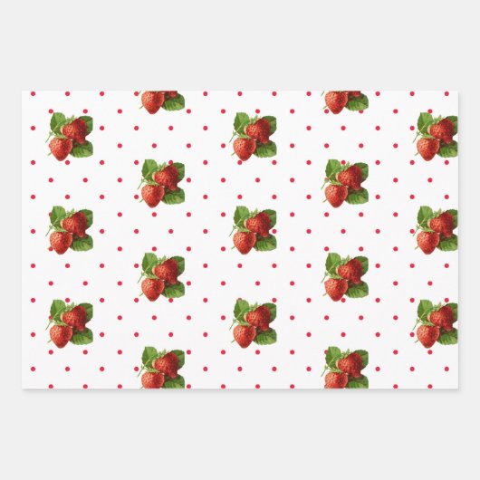 Rose und Erdbeeren Geschenkpapier Set (Vorderseite 3)