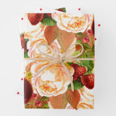 Rose und Erdbeeren Geschenkpapier Set (Beispiel)