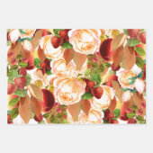 Rose und Erdbeeren Geschenkpapier Set (Vorderseite)