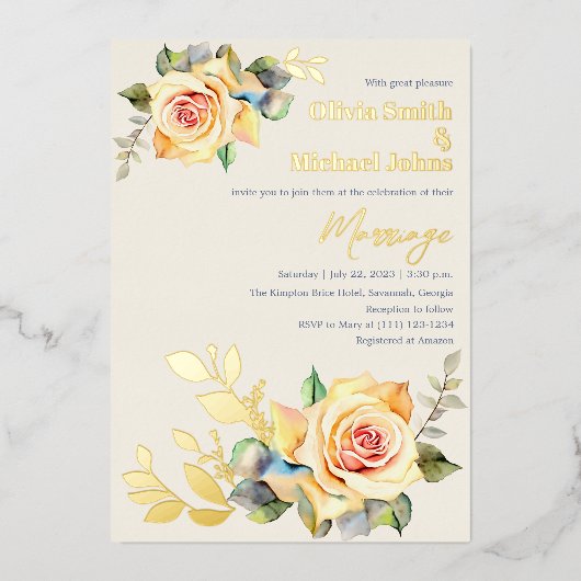 Rose und Eucalyptus QR-Code Einladung zur Hochzeit (Vorderseite)