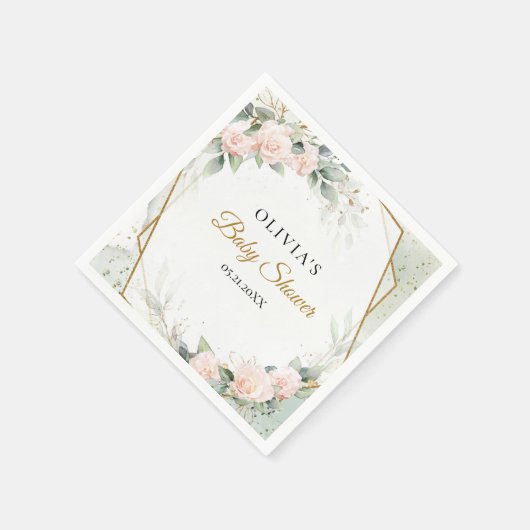 Rose und Eukalyptus-Golddusche Serviette (Ecke)