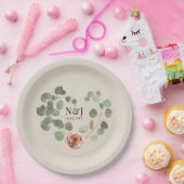 Rose und Eukalyptus Herz Rustikale Hochzeit Pappteller (Party)