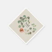 Rose und Eukalyptus Herz Rustikale Hochzeit Serviette (Ecke)