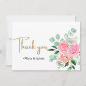 Rose und Eukalyptus Wedding Dankeskarte (Vorderseite)
