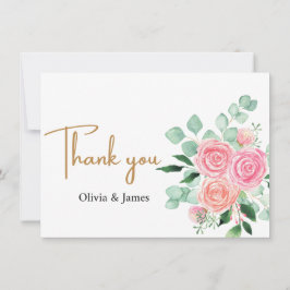 Rose und Eukalyptus Wedding Dankeskarte